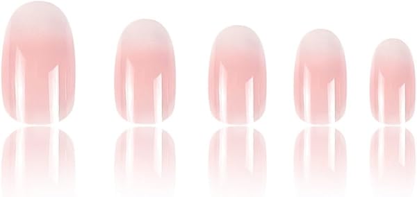 JUSTOTRY 24 Pcs Glossy Milky and Pink Solid Press on Nails Short Designs,False Nails Oval,French Almond Stick on Nails for Women and Teens,Pretty Fake Nail for Girls Nail Art - 4