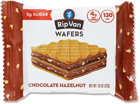Rip Van Chocolate Hazelnut Wafer Cookies - Keto Snacks - Non-GMO Snack - Healthy Snacks - Low Carb & Low Sugar (2g) - Low Calorie Snack - Vegan - 16 Count