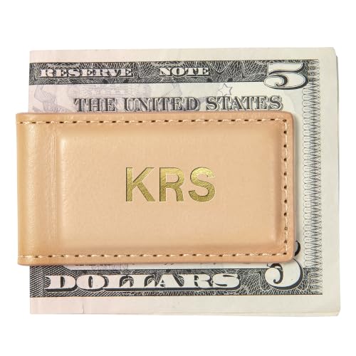 Image of Northwind Personalized Leather Magnetic Money Clip - Made in USA - Custom Monogrammed Full Grain Leather Bill Clip for Men