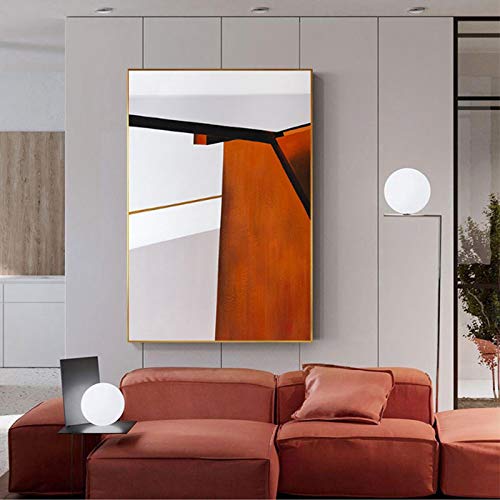 Style nordique épuré avec cette affiche abstraite orange sur toile
