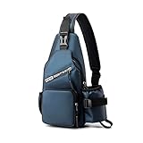 FANDARE Zaino Monospalla da Uomo Borsa a Spalla con Portaborraccia Sling Crossbody Bag Borsa Tracolla Piccolo Zainetto Borsello a Spalla Borse a Zainetto per lavoro Ciclismo Viaggio Sports Blu