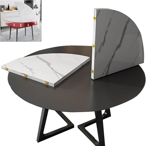 Image of Dawselod Large Round Foldable Table Top, 59 ” Diameter Portable Dining Table Extender Top, No Legs Wooden Round Table Tops Only, for Round Table and Square Table (White, 5.9ft/71.2in)