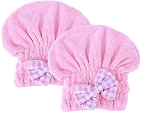 NEERAK Dry Hair Cap/Ultra-Soft Hair Dry Hat Towels/Microfiber Hair Towel. Hair Drying Towel/Dry Hair Multicolor (Pack of 2) 1