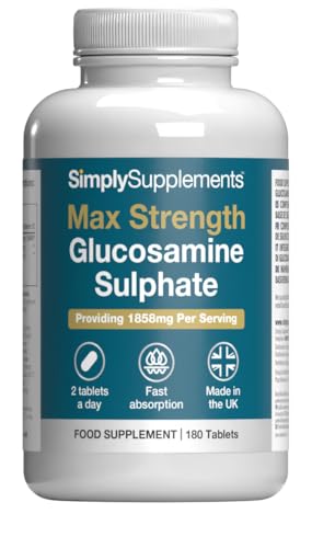 Max Strength Glucosamine Sulphate 2KCl | Supports Active Lifestyles | 1858mg per Serving | Marine Sourced | 180 Tablets = 3 Months Supply | Manufactured in The UK in Accordance with GMP Standards