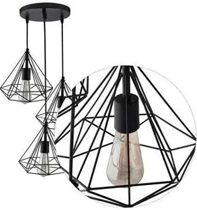 DENICRAAS Hanging Pendant Ceiling Cluster Chandelier Light for Home Decoration Indoor Balcony with LED Filament Bulb 3
