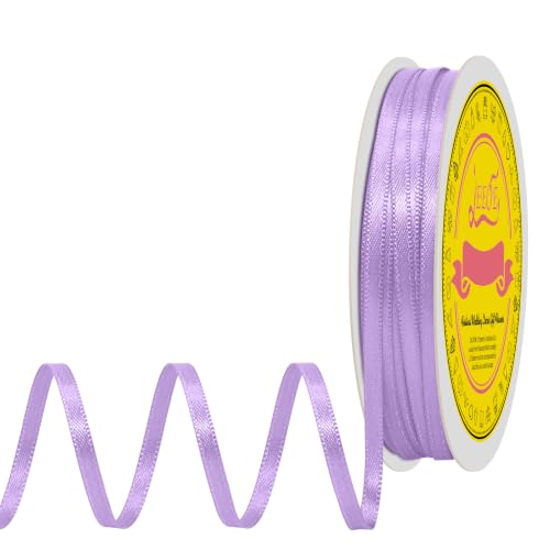 Image of Double Face Light Purple Satin Ribbon 1 /8 inch X 50 Yards Polyester Light Purple Ribbon for Gift Wrapping Very Suitable for Weddings Party Invitation Decorations and More