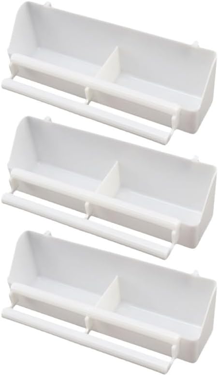 TEHAUX Bird Cage Feeder Bird Food Feeding Bowl Plastic Box with Clip Design Hanging Feeder for Cage 3 Pack White for Parrots Pigeons Rabbits Hamsters