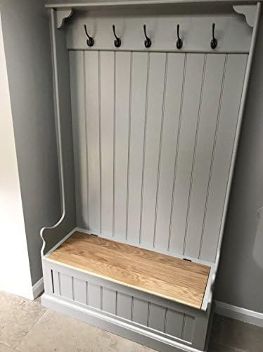 Tall Monks Bench with Coat Hooks Hall Storage Bench 3ft Wide