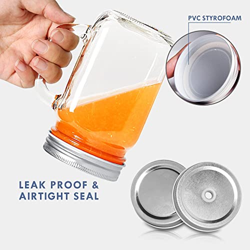 Desiyue 9 Pack 16 Oz Mason Jar Drinking Glasses, Mason Mugs With Handle, Old Fashioned Regular & Glass Mason Jar Mugs With Lids & Straws For Juice, Smoothies, Kombucha, Tea, Milk #TOP2