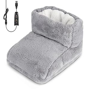 IWILCS Elektrischer Fußwärmer, Elektrische Fußheizung, Fusswärmer, Elektrischer Fußwärmer mit waschbarem Innenfutter, Wärmeeinstellung per Fernbedienung | 3 Heizeinstellungen – Grau