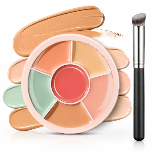 Image of 6-Colour Concealer and Colour Corrector Palette with Brush