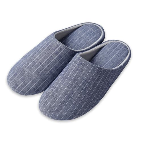 日本製 スリッパ Ｍサイズ 23～24.5cm対応 リネン & コットン ルームシューズ 麻 綿 洗える 夏 ひんやり 室内履き メンズ レディース キッズ 子供 北欧 オールシーズン 涼しい 柔らかい おしゃれ 来客用 抗菌 阿部産業コラボ (インディゴベリー, Mサイズ)