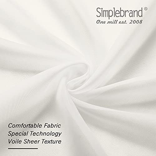 Image of Simplebrand Ivory Sheer Kitchen Curtains (2 Panels, 42 x 36 Inch, Rod Pocket) - 100% Polyester Light Filtering Drapes for Bathroom, Living Room, Bedroom Decoration