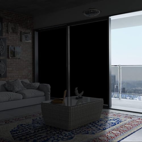 Fenster Verdunkelung - 300x145cm, MUTOUHE verdunklungsfolie für Fenster Verdunklungsrollo ohne Bohren, 100% Verdunklungsstoff Dachfenster Sonnenschutz Innen Rollo für Urlaub