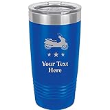 Vespa Tumbler Mug - 20 oz Royal Blue Personalized Stainless Steel Tumblers Custom Engraved With Clear Lid, Vacuum Insulated For Hot/Cold Beverages Prime
