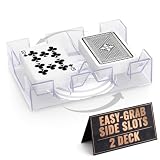 Playing Cards Holder Rotating 360, Compact Plastic Tray for 2 Decks