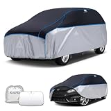 Tozaroa Hagelschutzplane Auto mit separater Sonnenblende,Schrägheck Wasserdicht Auto Autoabdeckung, Abdeckplane für Hagel Sonne Regen Schutz, Hagelschutz für Fiesta,Polo,Golf MK1(Bis zu 415cm)