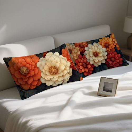 Taie d'oreiller 50x70 fleur en lin imperméable de qualité supérieure - 7