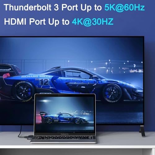 Image of MOKiN USB C Multiport Adapter Hub for MacBook Pro /Air with Thunderbolt3 Hub | USB C Adapter for Mac: 1*4K@30Hz HDMI;1*Thunderbolt 3(5K@60Hz Video Output,40Gbps,100W PD) ;3*USB ports;Ethernet;Card Reader