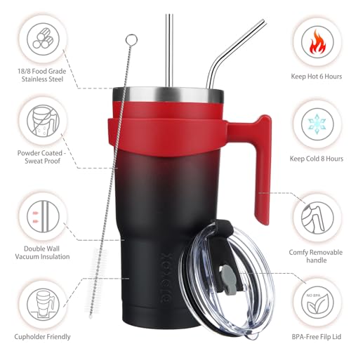 Image of BJPKPK 20 oz Tumbler with Handle & Straw, Insulated Stainless Steel Mug