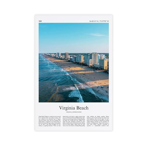 Virginia Beach Color Print Virginia Beach Real Photo Poster Travel Poster Gift United States USA Landscape Living Room Office Bedroom Canvas Deco Painting Unframe 24x36inch