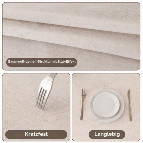 SUCHDECO Tischdecke Oval 140x180 cm Tischdecken Beige Baumwolle Leinen Tischdecke Abwaschbar Tischtuch mit Quaste Küchentischdecke… – Ansicht 6