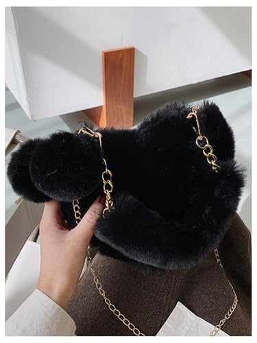 Verdusa Women's Fuzzy Furry Heart Purse Y2K Top Handle Crossbody Shoulder Bag3