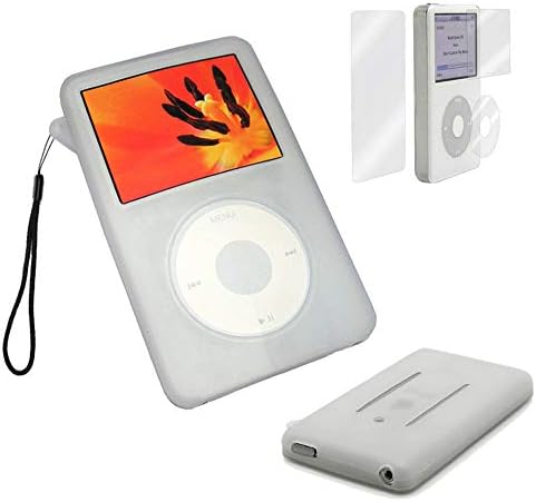 YNSNEXZE for iPod Classic Case, Silicone Skin Case Cover for iPod Classic 6th 7th Thin 160GB and iPod Video 5th 30gb + Screen Protector & (White)