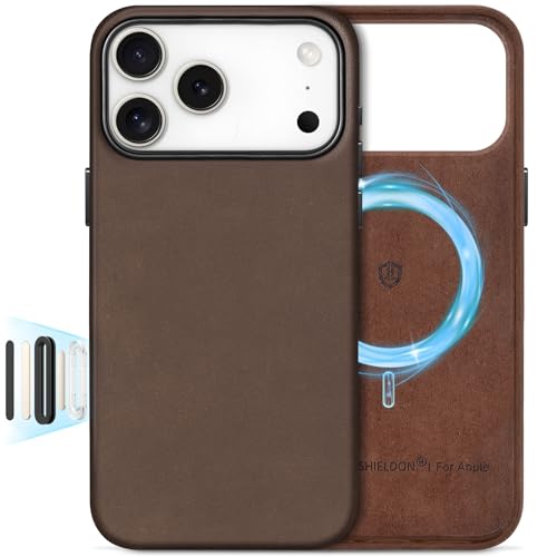 Image of SHIELDON Genuine Leather Case for iPhone 17 Pro Max 6.9 inch 2025,Dark Brown