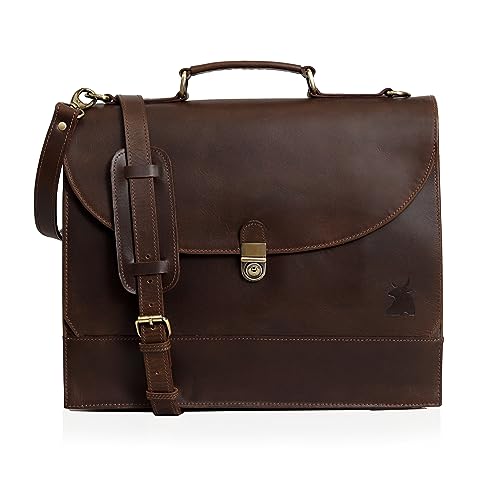 Full Grain Cow Leather Messenger Bag for Men & Women, Premium Vintage Handmade Laptop Bag 18 Inch, Crossbody Satchel, Genuine Shoulder Bag, Leather Briefcase, Adjustable Shoulder Strap2