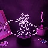 Sailor Moon - Tsukino Usagi Figur 3D LED Lampe RGB Illusion Nachtlichter für Manga Schlafzimmer Tischdekoration Geburtstagsgeschenk-7 Farbe keine Fernbedienung