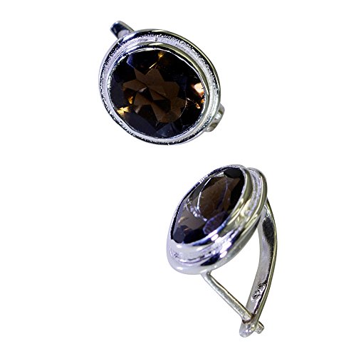 Pendientes de cuarzo ahumado natural y plata 925 artesanal de alta joyería 3