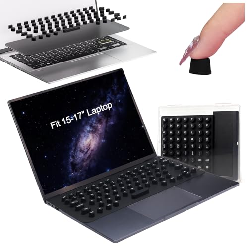 Raisetip Keyboard Cover for Long Nails,119 Pcs Raised Keyboard Stickers with Universal 17 Inch Keyboard Cover. Compatible with HP/Dell/Lenovo/Acer/Asus/Samsung(Black, for 17