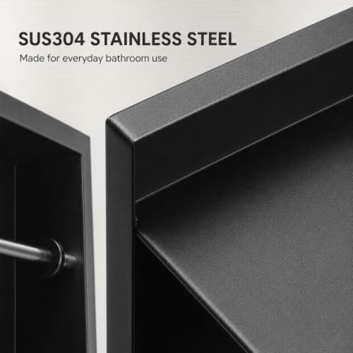 Recessed Toilet Paper Holder with Storage, Matte Black, 304 Stainless Steel by Godgetory - Used condition - Image 5