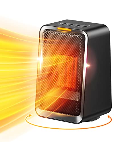 Gaiatop Space Heater For Indoor Use, Quiet 45° Oscillation 1000W Fast Heating Efficient Space Heaters, 2-6-8H Timing Ptc Ceramic Heater, Tip-Over & Overheating Protection Portable Heater For Home #TOP14
