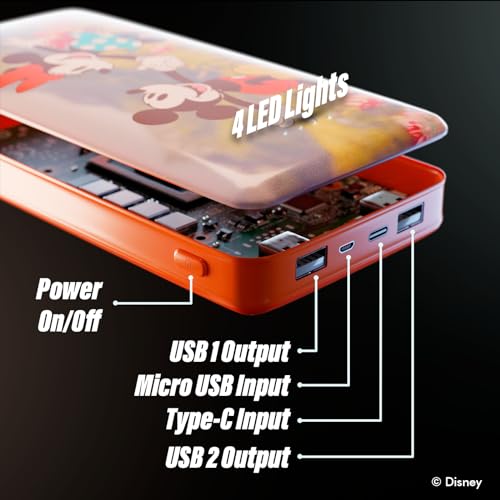 Disney-Mickey-Mouse-and-Friends-10000Mah-Power-Bank-Universally-Compatible-Portable-Phone-Charger-Battery-Pack-wUSB-Charging-Port-Gifts-for-Women-Men-Teens-and-All-Fans-of-Mickey-Mouse