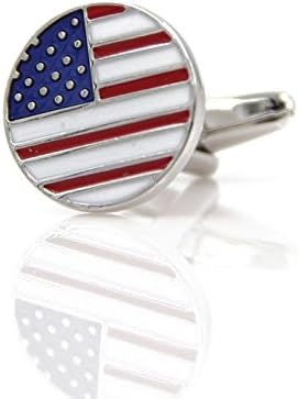 Jonline24h 2pcs Men's American US Flag Shirts Cufflinks, Wedding, Color Blue Red White, 1 Pair Set