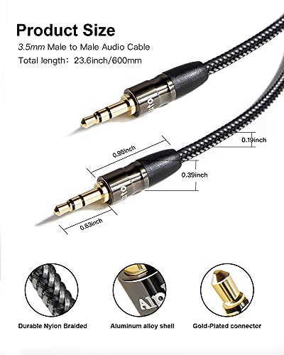 Cable de audio 3.5mm macho a macho 20ft negro miniatura 5