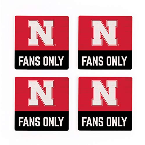 Fans Only University Of Nebraska Cornhuskers Ncaa Logo 4 X 4 Absorbent Ceramic Coasters Pack Of 4 #TOP5