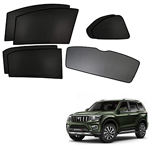 auto-addict-car-non-magnetic-sunshades-fix-with-dicky-side-windowsrear-window-set-of-7-pcs-black-for-mahindra-scorpio-n-2023