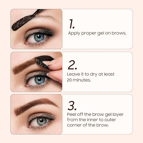 Peel Off Eyebrow Gel Tint - Eye Brow Tinting Kit Easy to Makeup A Natural Eyebrow Looking, Brow Gel for women Long-Lasting & Waterproof (Light Brown) — view 6