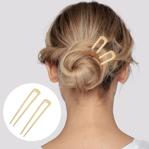 2 pinos de cabelo em forma de U, garfo de cabelo de metal, palitos de cabelo vintage, alfinetes de c