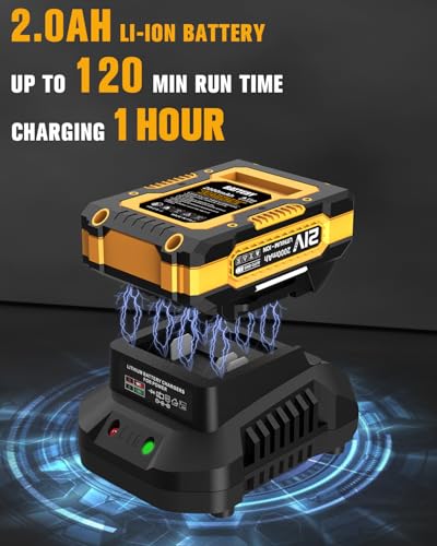 EWORK 2-in-1 Cordless Hedge Trimmer and Grass Shears, 21V Handheld Electric Bush Trimmer with 2.0Ah Battery and Charger, Battery Powered Shrub Trimmer for Garden, Yard, Lawn Maintenance - Thumbnail 3