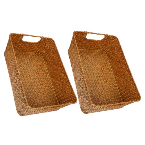 Holibanna 2 Piezas Cesta De Pan Tejida De Mimbre Cestas Para Servir Frutas y Comida La Cocina Para Hogar Pequeña