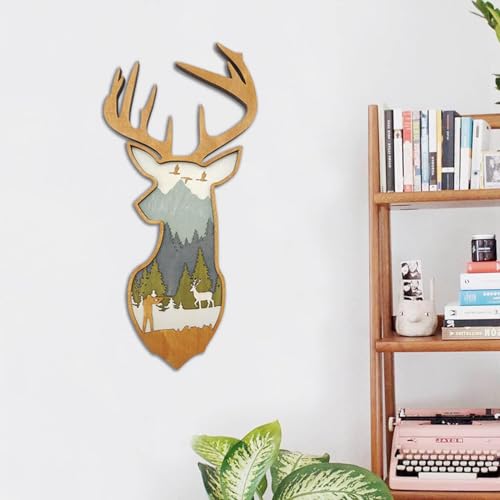 Décor mural de cerf en bois pour salon et chalet rustique - 2