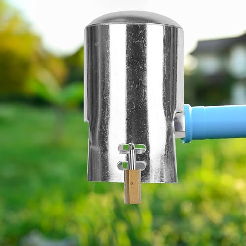 RUCUDIM Wasserhahn Schloss, Wasserhahn Verriegelung, Anti Diebstahl Wasserhahnschloss, Wasserhahn Aussen mit Schloss, Außenwasserhahn Abdeckung, Diebstahl und Vandalismus Verhindern (Silber)