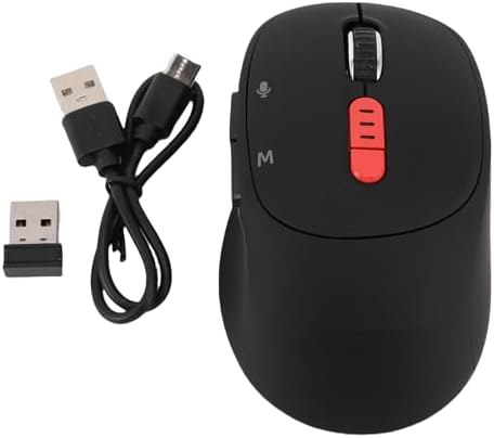 Pomya AI Voice Mouse for ChatGPT, 6 in 1 Voice Typing Translation Quiet Ergonomic Rechargeable Bluetooth Wireless Mouse with Built in Mic for Desktop PC (Black) — view 4