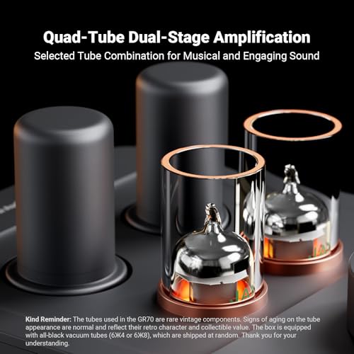 Image of Fosi Audio GR70 Tube Headphone Amp Preamp, Authentic Tube-Amplification with Vacuum 5654W*2 & 6AC7*2, Mini HiFi Preamplifier for Home Audio, 3.5mm & 6.35mm Jacks Supporting 16-300 ohms Impedance