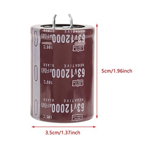 Electrolytic Capacitor, 2pcs 12000uf 63V Audio Electrolytic Capacitor Electronic Component for DC Coupling Bypassing Filtering Tuning Loops, Circuit Control