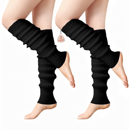 Image of Buauty Leg Warmers for Women 80s 90s Outfit Fashion Neon Ribbed Leg Socks Fashion Y2k Neon Accessories Sports Yoga (2 Pairs)